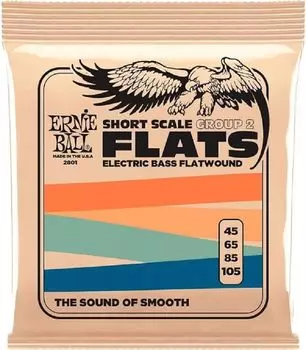 ERNIE BALL 2801 басовые струны FLATWOUND GROUP SHORT SCALE BASS Flatwound Group 2 Short Scale Bass [Подлинный продукт] (45-105)