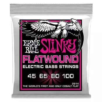 ERNIE BALL 2814 Bass Strings FLATWOUND SUPER SLINKY BASS Flatwound Super Slinky Bass [Genuine Product] (45-100)