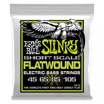 ERNIE BALL 2818 басовые струны REGULAR SLINKY FLATWOUND SHORT SCALE BASS Regular Slinky Flatwound Short Scale Bass [оригинальный продукт] (45-105)