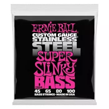 ERNIE BALL 2844 басовые струны STAINLESS SUPER SLINKY BASS из нержавеющей стали Super Slinky Bass [оригинальный продукт] (45-100)
