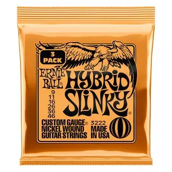ERNIE BALL 3222 Electric Guitar Strings HYBRID SLINKY 3Set Pack [Genuine] (09-46)
