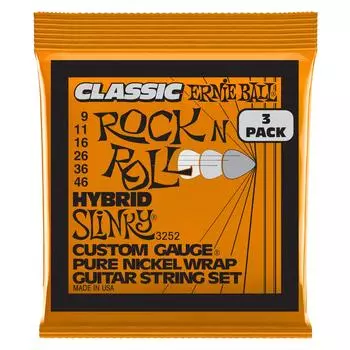 ERNIE BALL 3252 Струны для электрогитары CLASSIC HYBRID SLINKY 3 комплекта [подлинные] (09-46) отдых и отдых