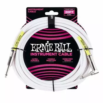 ERNIE BALL 6047 Музыкальный инструментальный экранированный кабель 20 футов ИНСТРУМЕНТАЛЬНЫЙ КАБЕЛЬ Белый [Оригинальный продукт] 6,09 м