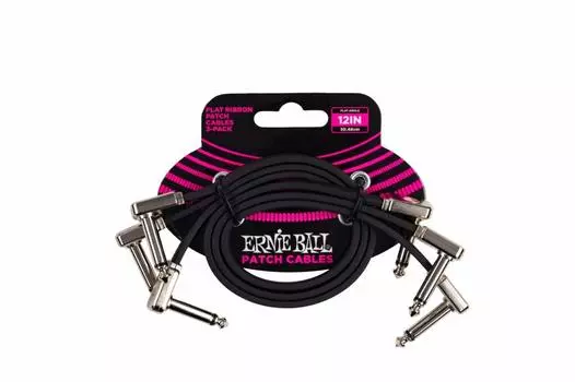 ERNIE BALL 6222 Flat Ribbon Patch Cable 3 Pack 12 Inch 30cm [Genuine Product]