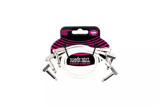 ERNIE BALL 6386 Flat Ribbon Patch Cable White 3 pack 12 inches 30cm EB 6386 FLAT RIBBON PATCH CABLE 3P WH [Genuine product] 12 белый