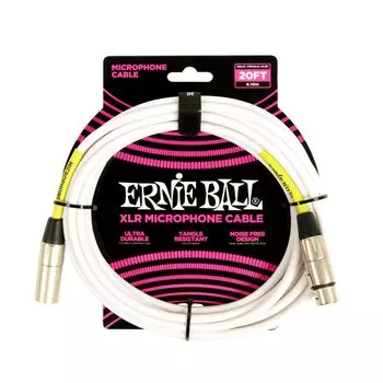 ERNIE BALL 6389 Микрофонный кабель 20 футов XLR МИКРОФОННЫЙ КАБЕЛЬ Белый [Оригинальный продукт] МУЖСКОЙ/ЖЕНСКИЙ 6,1 м