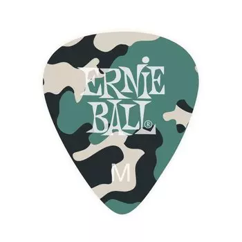 ERNIE BALL 9222 Guitar Pick Teardrop Medium Cellulose Camouflage Pattern 12 Pieces Pack [Genuine Product] 0.72mm