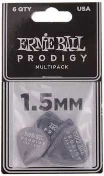 ERNIE BALL 9342 Гитарный медиатор ЧЕРНЫЙ MULTIPACK PRODIGY Multipack Delrin Black 6 Piece Pack [Оригинал] 1,5 мм