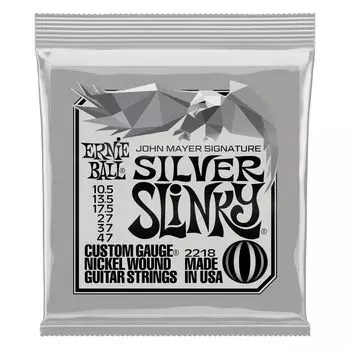 ERNIE BALL Ernie Ball Струны для электрогитары SILVER SLINKY 2218 Silver Slinky Mayer Signature (10.5-47)/Джон серебряный