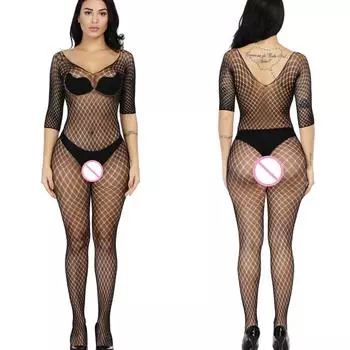 Эротические боди из сетки с открытой промежностью, сетчатые чулки для тела, сексуальное нижнее белье, куколка, ажурное женское перспективное нижнее белье, костюмы XXL