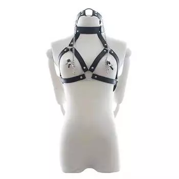 Erotic SM Leather Bondage Women s Wear: Bra Underwear & Flirtatious Role-Play Accessories