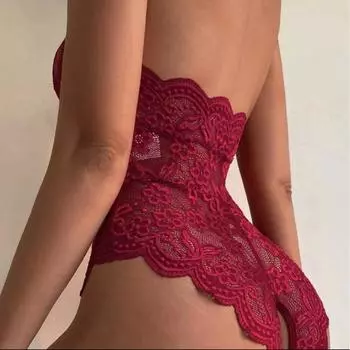 эротическое нижнее белье эротическая пижама открытый комбинезон новое кружево женщины S