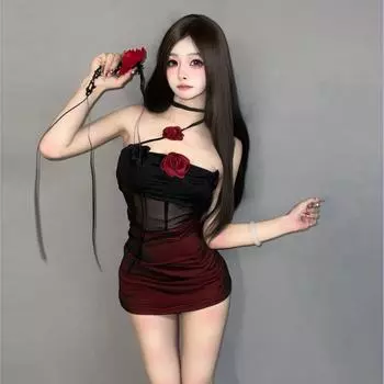 Эротическое нижнее белье Новогоднее Чистое Желание Ночная сорочка Страсть Перчинка Подвязки Нагрудные подушечки Прозрачная Юбка на бедрах Облегающий крой One size