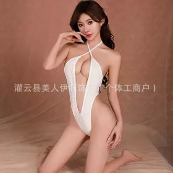 Erotic underwear women s neck passion sexy hollow temptation pure desire free onesie hot uniform temptation pajamas L [80-60kg]