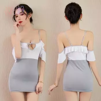 Эротическое нижнее белье женская сексуальная зависимость Сексуальный Шербин Секретарь С открытыми плечами Искушение Ягодицы Учитель Юбка на подтяжках Новинка 6971 One size