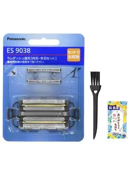 ES9038 Сменные лезвия, щеточка для чистки бритвы, влажная салфетка в комплекте (внутренний лезвие/внешний комплект) (черный) + серебряный