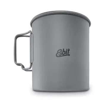 Esbit 750ml (25 oz) Ultralight Titanium Cooking Pot with Hinged Grip and Mesh Stow Bag