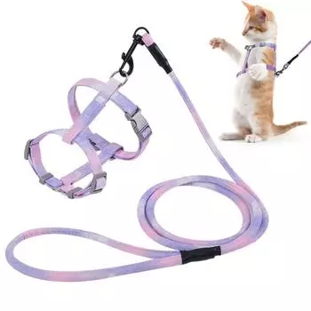 Escape Proof Cat Harness and Leash Set Adjustable Cat Collar Lead Leash Outdoor S синий