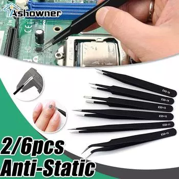 Антистатический пинцет из нержавеющей стали Esd для точного технического обслуживания, промышленного ремонта, изогнутый инструмент для домашнего рабочего моделирования, ручной инструмент Option 5