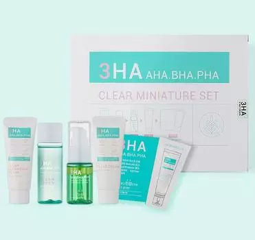 Esfolio 3HA Clear Miniature 5pcs Set / Отшелушивающий и успокаивающий дорожный набор Miniature 5pcs Set