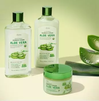 Esfolio Aloe Vera Soothing Essence 3-Piece Set – Корейский уход за кожей для глубокого увлажнения set(Toner, lotion, cream)