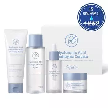 Esfolio Houttuynia cordata базовый набор из 4 предметов (пена + тонер + ампула + крем) Успокоение кожи и облегчение угревой сыпи