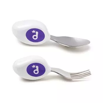 Ешьте самостоятельно с 1 года. Набор из 2 ложек и вилок. Подарочный набор столовых приборов для малышей, начинающих кормить грудью [официальный DODDL] старый! [Детское питание, столовые приборы, принадлежности]