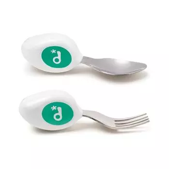 Ешьте самостоятельно с 1 года. Набор из 2 ложек и вилок. Подарочный набор столовых приборов для малышей, начинающих кормить грудью [официальный DODDL] старый! [Детское питание, столовые приборы, принадлежности]