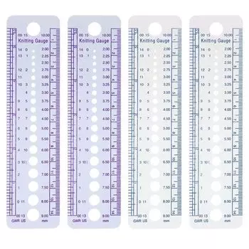 EsiFare Линейка для измерения толщины вязания [Набор из 4 шт.] Линейка для измерения толщины вязания линейка для измерения спиц инструмент для измерения спиц линейка для измерения толщины вязания