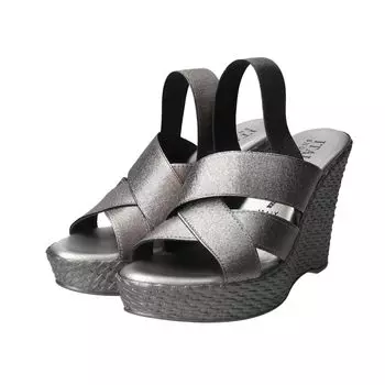 Espadrille Wedge Sandals Elastic High Wedge Sandals Silver cm [Italian Shoemaker] Women s 24.0 серебряный