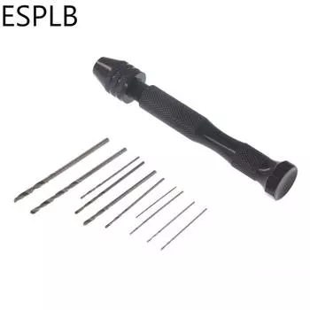 ESPLB Hand Drill Bit with 10pcs/20pcs Twist Drills Bit Rotary Tools Mini Micro Aluminum Alloy Hand for Woodworking Drilling
