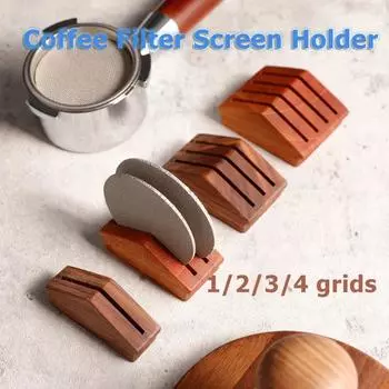 Espresso Coffee Filter Screen Holder Coffee Making Puck Screen Bracket Reusable Wooden Walnut Stand for 51/53/58mm Puck Screen