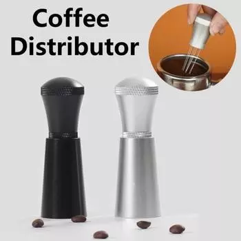 Espresso Coffee Stirrer with 6 Spare Needles Absorption Stand Distributor Leveler Barista Stirring Tool Coffee Powder Tamper чёрный