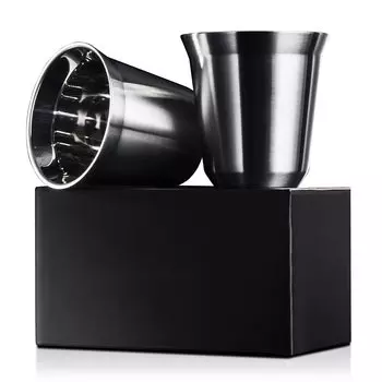 Espresso Cup Stainless Steel Set of 2 150ML For Sake and Coffee Stainless Steel Double Cup with Storage Box Love-KANKEI