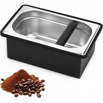 Espresso Knock Box, нержавеющая сталь Coffee Knock Box Большая емкость для кофейных шайб Контейнер для эспрессо Машина Инструмент для молотого кофе чёрный