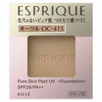 ESPRIQUE Pure Skin Pact UV Ocher Refill 1 Piece Foundation Pore Uneven Color Cover OC-415 9.3g SPF26/PA++
