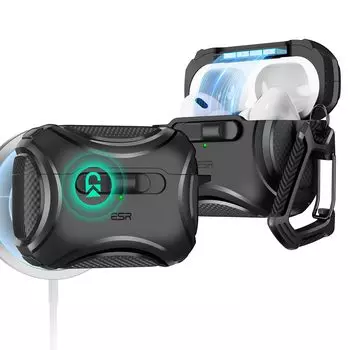 ESR Чехол AirPods Pro2 совместимый с MagSafe AirPods Pro 2-го поколения с кабелем HaloLock магнитная крышка прочная серия Pulse черного поколения/1-го чёрный