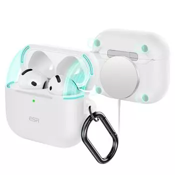 ESR Чехол для AirPods 4 Чехол для AirPods 4-го поколения Совместимый с MagSafe Полный чехол для защиты от падений с карабином Серия Clound Белый белый