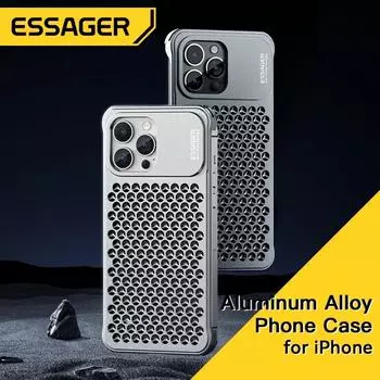 Essager Aluminum Alloy Phone Case Hollow Heat Dissipation Anti-fall Shockproof Cover For 13 14 15