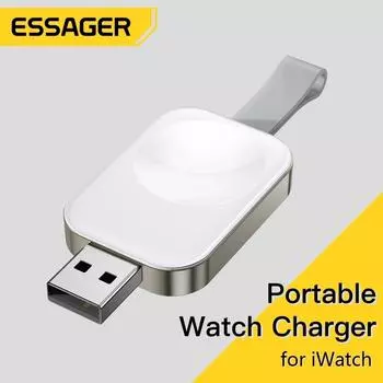 Essager Macsafe для Apple Watch Series 8, 7, 6, 5, 4, магнитная док-станция для быстрой зарядки для IWatch, портативное беспроводное зарядное устройство для путешествий USB A Port белый