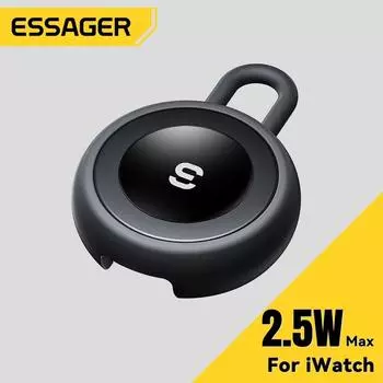 Essager Магнитное беспроводное зарядное устройство для часов Apple Watch Портативное быстрое зарядное устройство USB Type C для IWatch Series 9 8 7 6 5 Ultra 2 SE чёрный