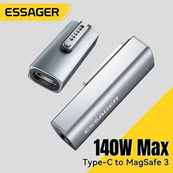 Essager PD 140 Вт Магнитный USB C TO Magsafe3 OTG Адаптер Быстрая Зарядка Для Macbook темно-серого