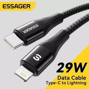 Essager PD 29 Вт Быстрое зарядное устройство типа C на Lightning-кабель для iPhone 14 13 12 Pro Max Mini iPad MacBook Шнур для передачи данных