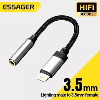 Essager Type C на 3,5 мм разъем для наушников AUX USB C кабель адаптер для наушников для iPhone15 Huawei Xiaomi Samsung OPPO Macbook iPad Type-C to 3.5mm серый