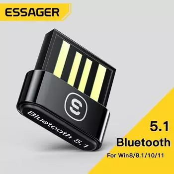 Essager USB Bluetooth 5,1 адаптер-приемник BT5.0 Dongle для ПК Беспроводная мышь Bluetooth наушники гарнитура динамик портативный компьютер