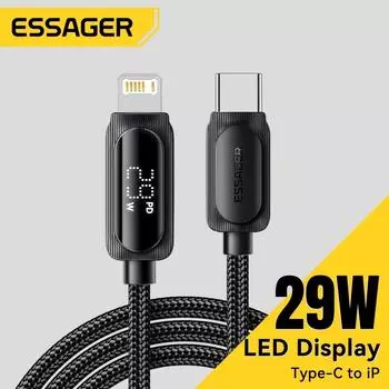 Essager USB C кабель для iPhone 14 13 12 11 Pro Max Xs цифровой дисплей провод PD 29 Вт быстрая зарядка тип C к Lighting шнур передачи данных 1m