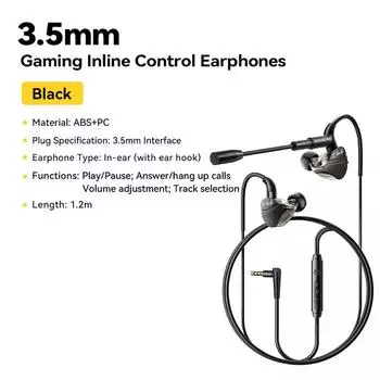 Essager USB Type C внутриканальная гарнитура проводные наушники для iPhone 16 Samsung Android HiFi Bass стерео игры с микрофоном 3,5 мм наушники 3.5 MM interface чёрный