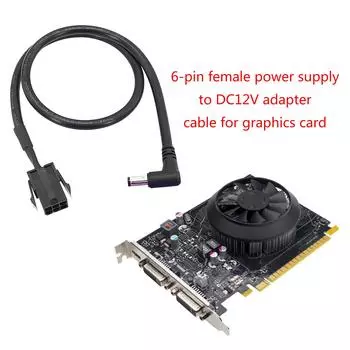 Essential Graphics Card 6Pin Female to DC 12V 5.5X2.1mm Connector Adapter Cable для стабильного подключения видеокарты 10-A