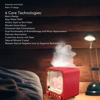 Essential Oil Diffuser, Multifunctional Aromatherapy Diffuser Bluetooth Speaker Light 6-8H Mist Time 200ml Relaxing for Bedroom бордовый