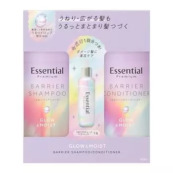 Essential Premium Barrier Glow & Moist Pump Set 900ml + Utsuya Shine Charge Hair Pack 9g